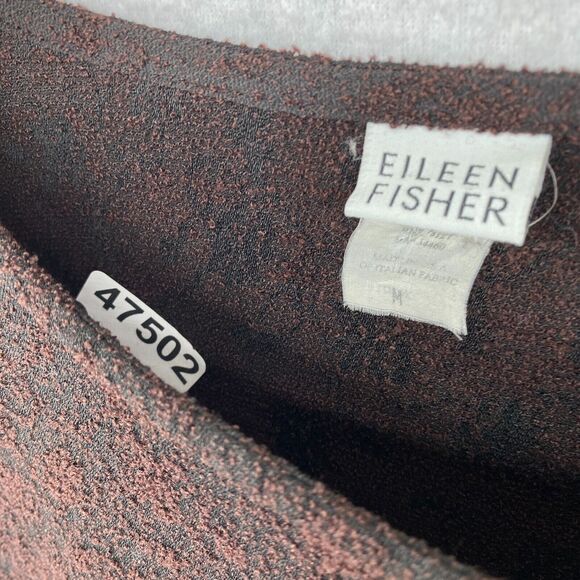 EILEEN FISHER Top M Viscose Blend Textured Crewneck Long Sleeve Brown USA VTG - Picture 13 of 13